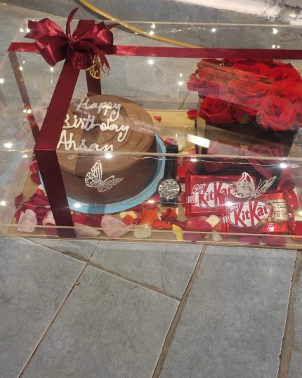 Acrylic Box and Flowers - GiftDelivery.pk