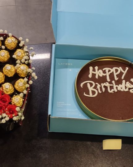 Beautiful Birthday Cake and Flowers - Gift Delivery Pakistan - Send Flowers Pakistan - Cake Delivery Lahore - Best Gift Delivery Service in Lahore - GiftDelivery.pk