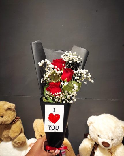 Imported Flowers Bouquet - Red Roses - Cute Small Bouquet - Anniversary Flowers - Best Flowers Shop Lahore - GiftDelivery.pk
