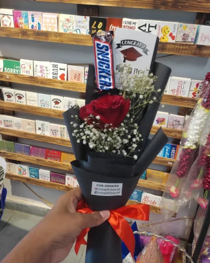 Single Rose Bouquet - Congratulation Flowers - Elegant Flowers Bouquet- Economical Range Flowers - Best Flowers for Mothers - Single Rose Bouquet - GiftDelivery.pk