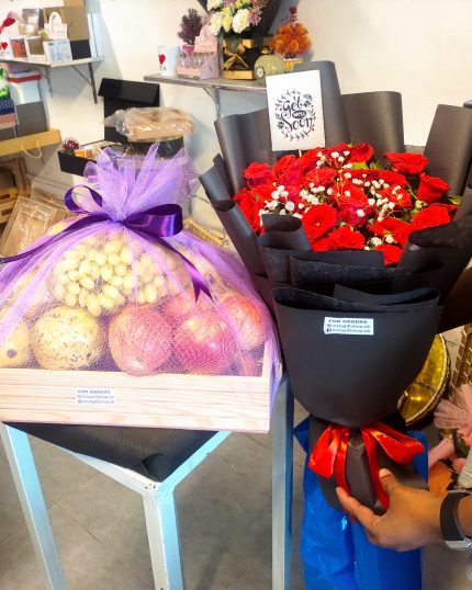 Get Well Soon Bouquet and Fruit Basket