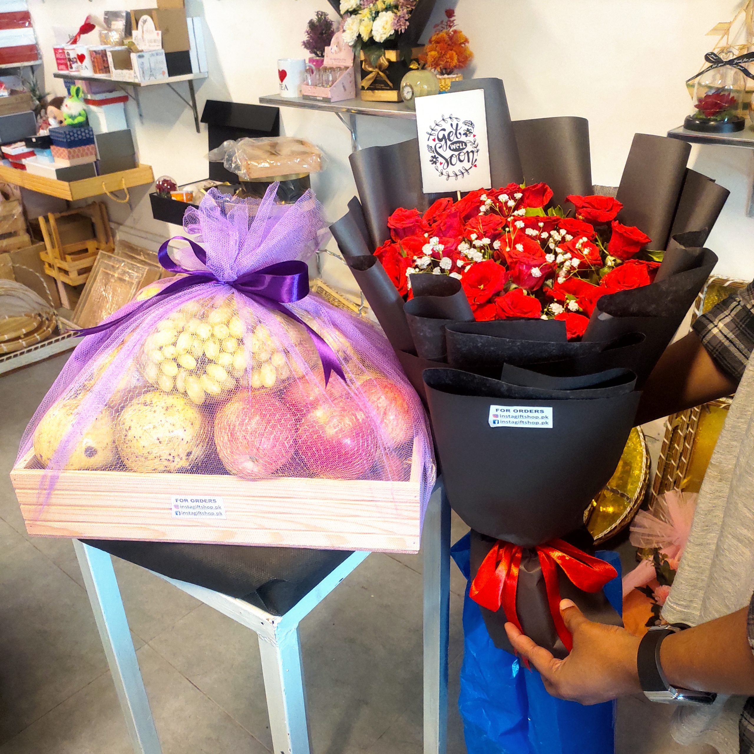 Get Well Soon Bouquet and Fruit Basket Get Well Soon Bouquet and Fruit Basket