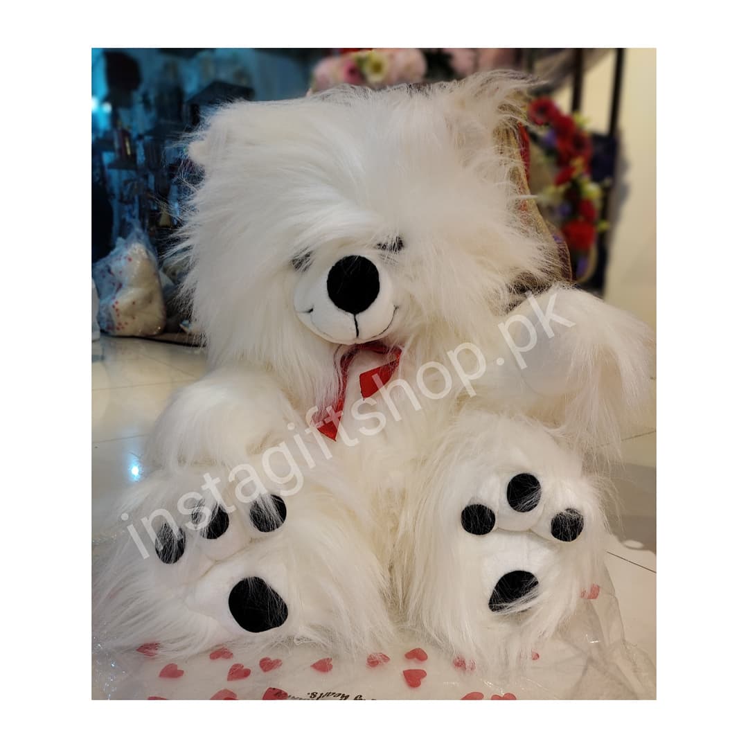Medium Size Teddy Bear White Color Teddy Bear - GiftDelivery.pk