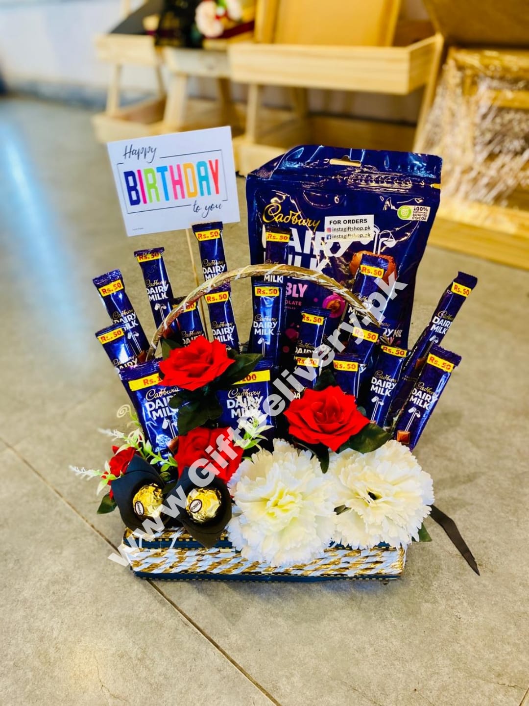 Dairy Milk Basket Dairy Milk Basket - Gift Delivery Lahore - Best Online Gift Shop in Pakistan - Online Gift Shop - Send Flowers Pakistan - GiftDelivery.pk