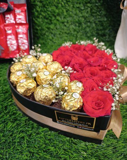 Heart Shape Flowers Box - GiftDelivery.pk
